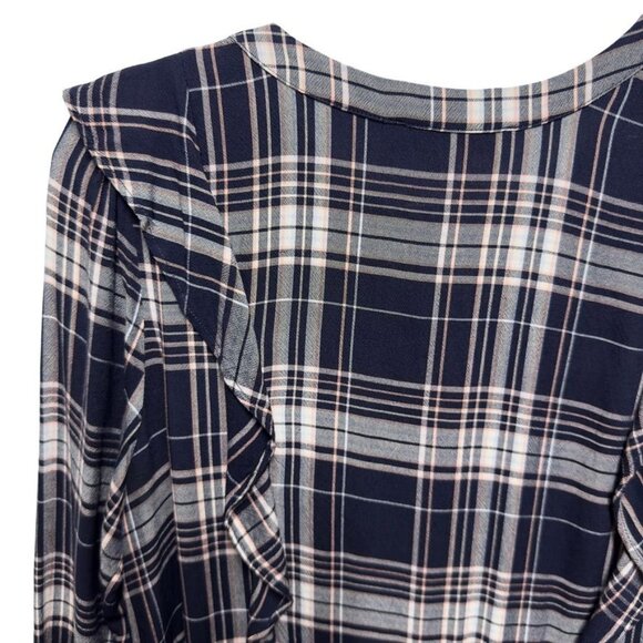 Loft Plaid Ruffle Flannel Knit Mini Dress - Picture 8 of 10